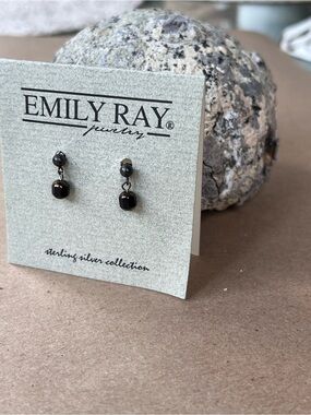 Emily Ray Black Bead Drop Earrings